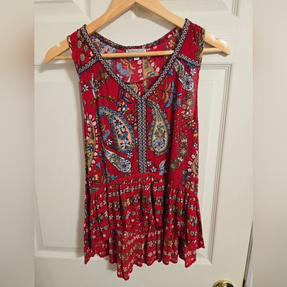 Patrons of Peace Tops - Patrons of Peace Red And Blue Paisley Top Boho Hippie Size XS